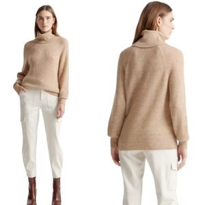 Quince Baby Alpaca Wool Knit Turtleneck Sweater Camel Size S